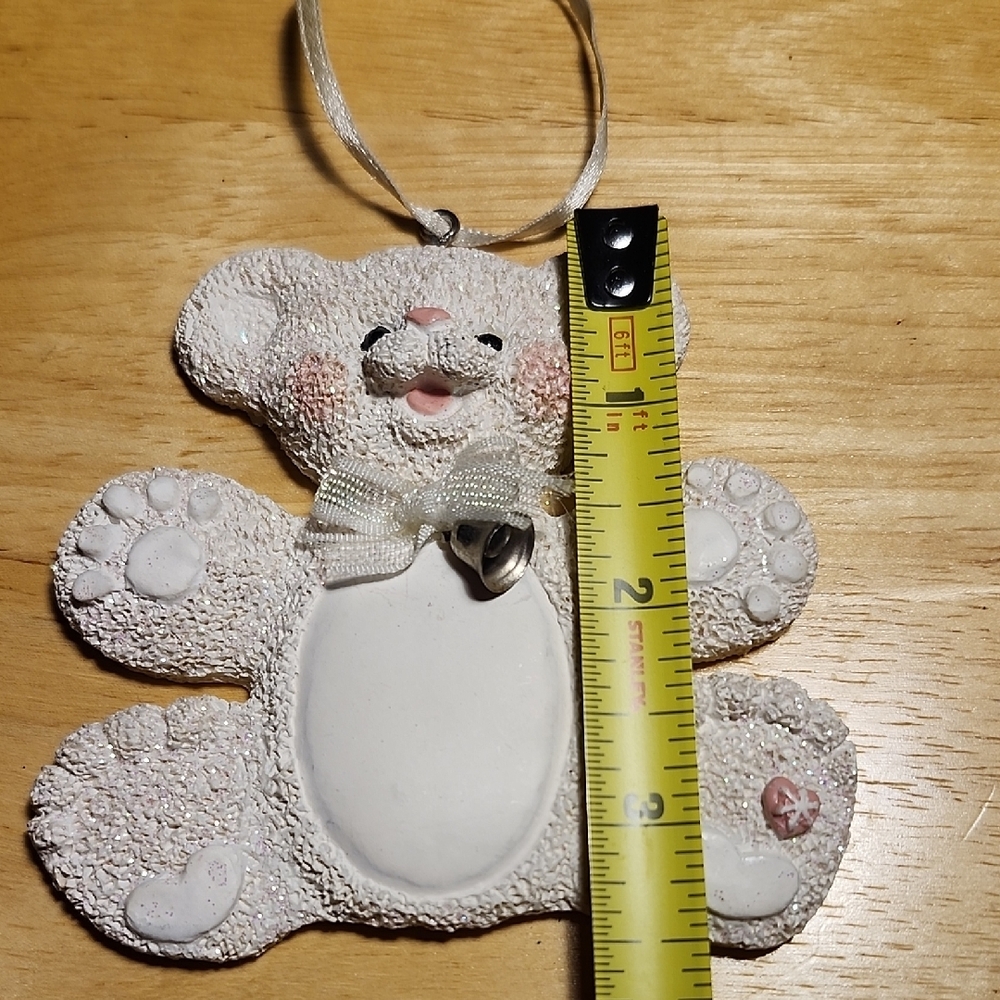 Adorable White Bear Ornament with Ribbon & Bell - Picture 5 of 6